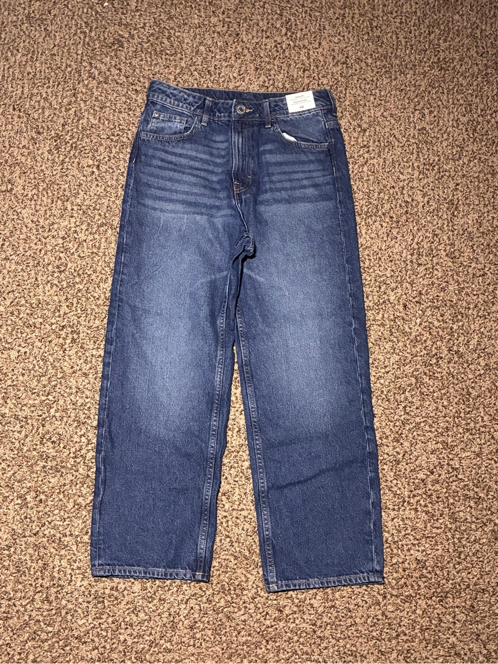 H&M Men's Dark Blue Relaxed Straight Jeans